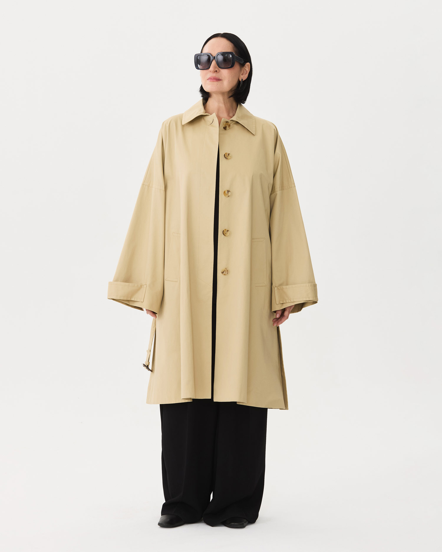 Женский тренч бежевый из тенселя Victoria Andreyanova весна 2026