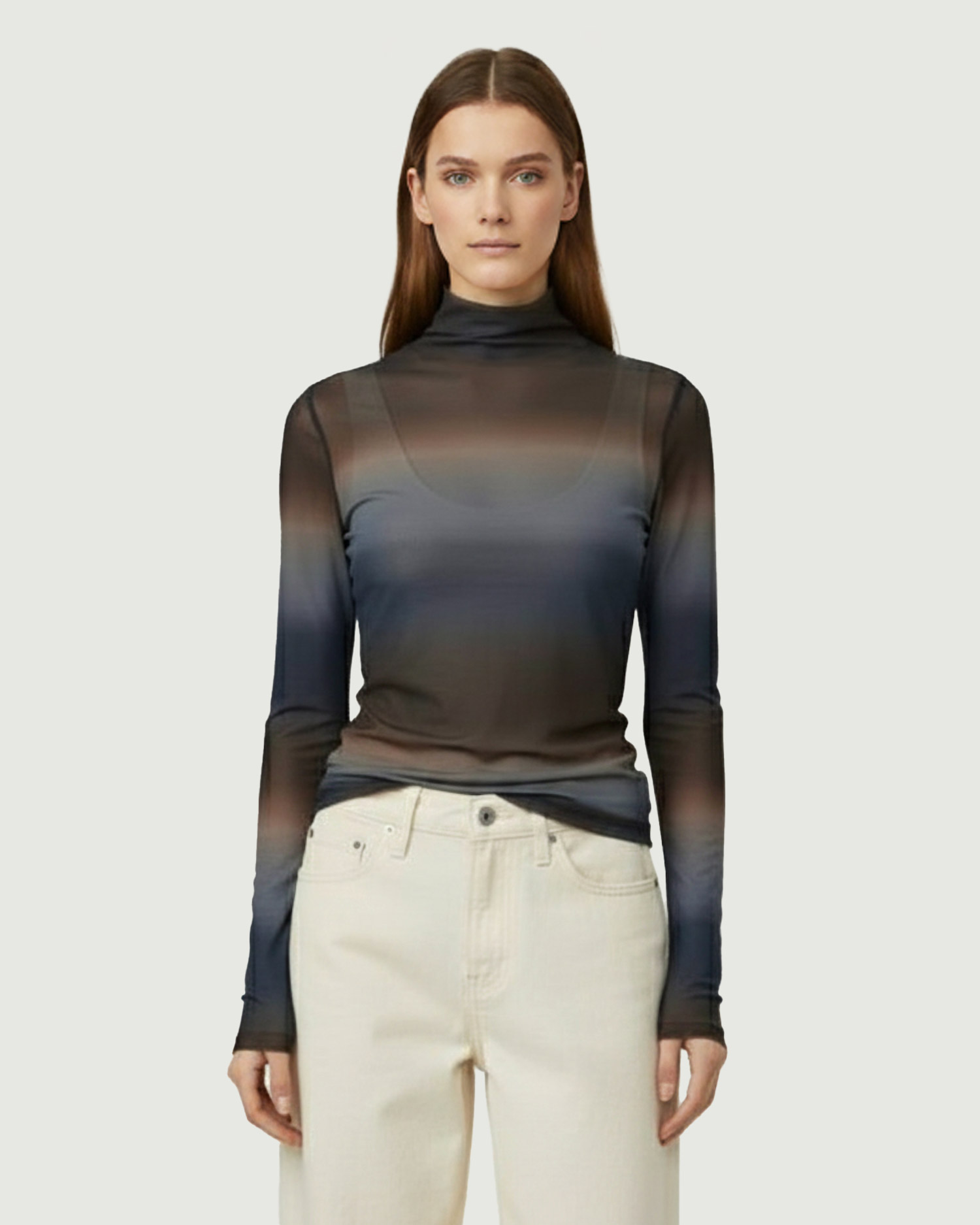 Водолазка с эффектом деграде серо-коричневая Victoria Andreyanova весна 2026